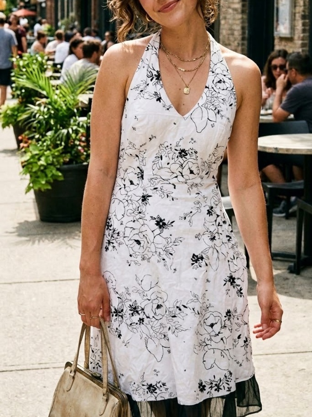 🎀Vintage AGB Halter Floral Print Dress